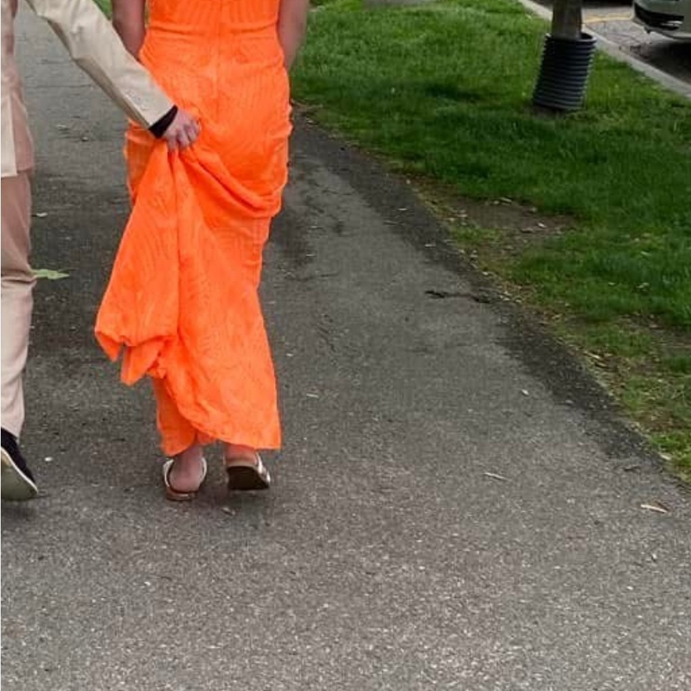 Jovani Orange Strapless Prom Gown - Picture 2 of 4
